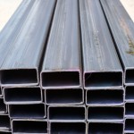 arrage of steel rectangular tube in stock warehouse